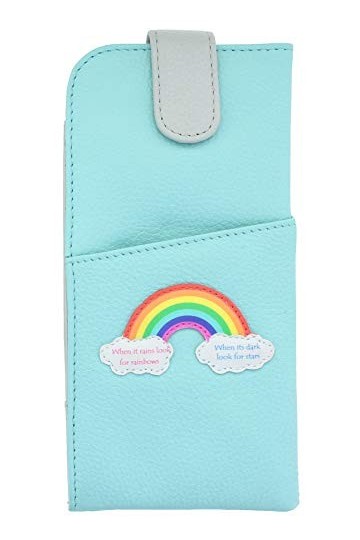 Mala Leather Rainbow Collection 5170_49 Étui à lunettes en cuir - Turquoise - taille unique