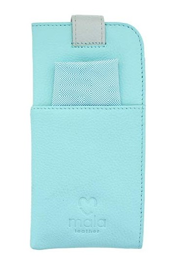 Mala Leather Rainbow Collection 5170_49 Étui à lunettes en cuir - Turquoise - taille unique