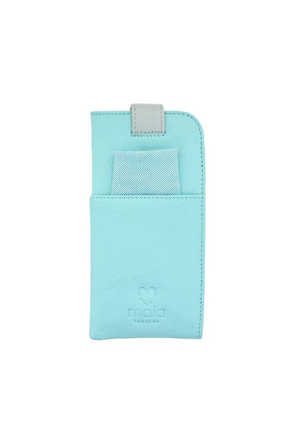 Mala Leather Rainbow Collection 5170_49 Étui à lunettes en cuir - Turquoise - taille unique