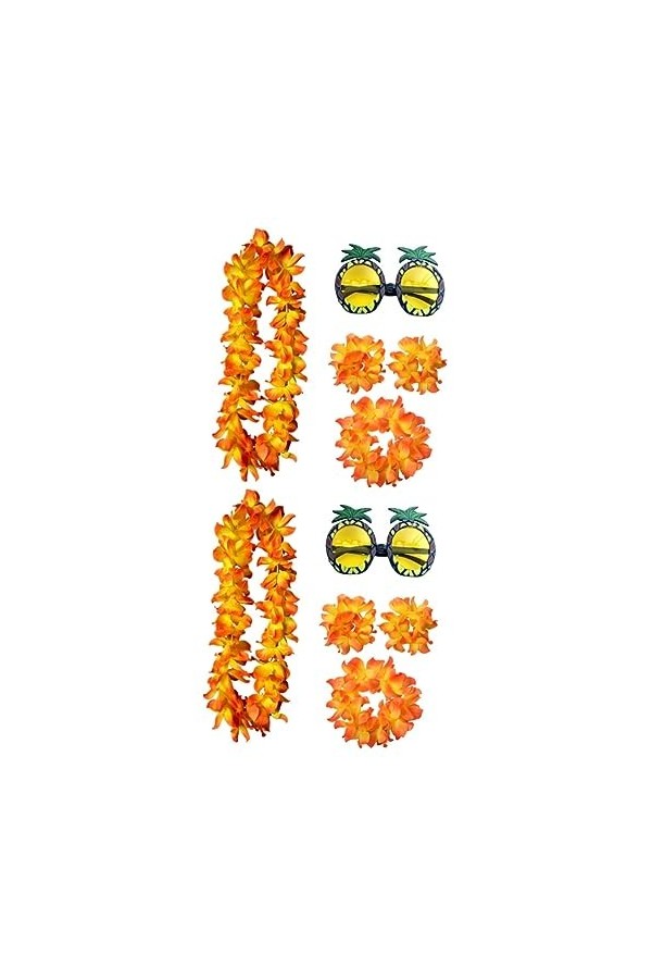 ABOOFAN 10 Pièces Collier Hawaïen Collier Floral Couronne DÉté Bracelet Hawaïen Lunettes Hawaii Guirlande Hawaii Coiffure Ma