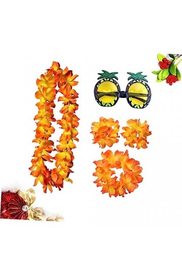 ABOOFAN 10 Pièces Collier Hawaïen Collier Floral Couronne DÉté Bracelet Hawaïen Lunettes Hawaii Guirlande Hawaii Coiffure Ma