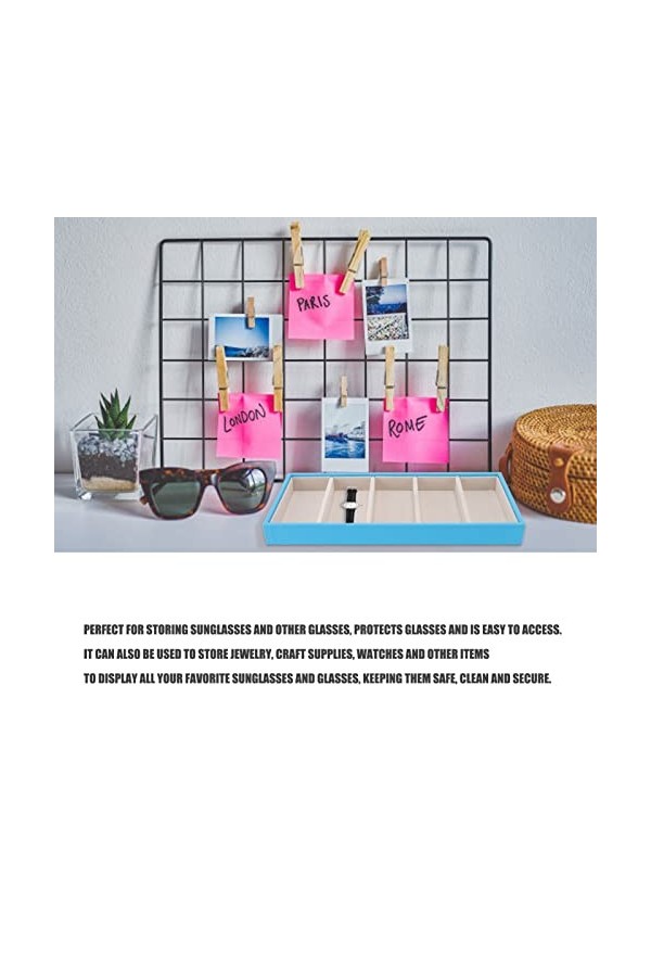 Étui à lunettes à 5 grilles, étui à lunettes résistant à lusure pratique garder propre exquis pour magasin de lunettes Bleu 