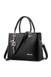 Sac à Main Porté Epaule Femme Sac Main Cuir Sac Bandouliere Cabas Fourre Tout Sac Cuir PU Noir