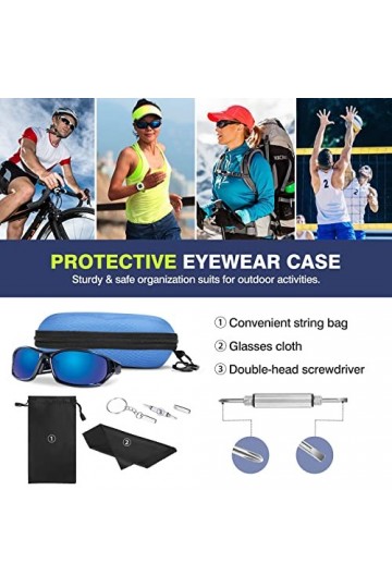 MoKo Étui à Lunettes Semi-Rigide, 3PCS Boîte à Lunettes de Soleil en EVA avec Crochet en Métal, Étui de Protection pour Lunet