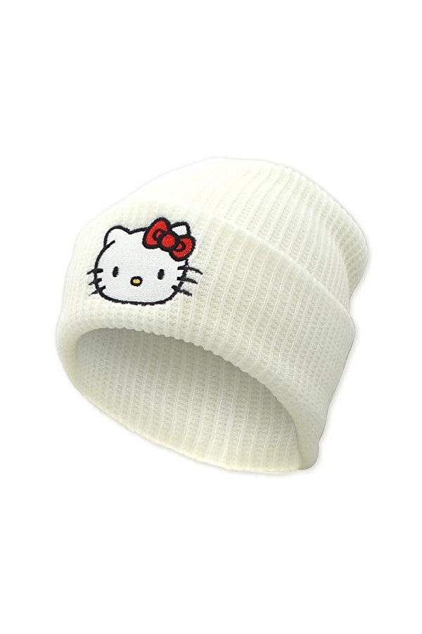 Ohjijinn Bonnet mignon en tricot Kawaii pour lhiver et le ski - Pour femmes et filles, blanc, Taille unique