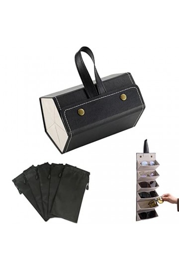 newgulzar Boîte de Rangement pour Lunettes,5 Fentes Organisateur de Lunettes de Soleil De Voyage Portable,Étui à Lunettes Por