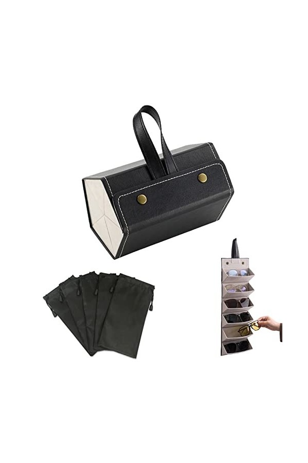 newgulzar Boîte de Rangement pour Lunettes,5 Fentes Organisateur de Lunettes de Soleil De Voyage Portable,Étui à Lunettes Por