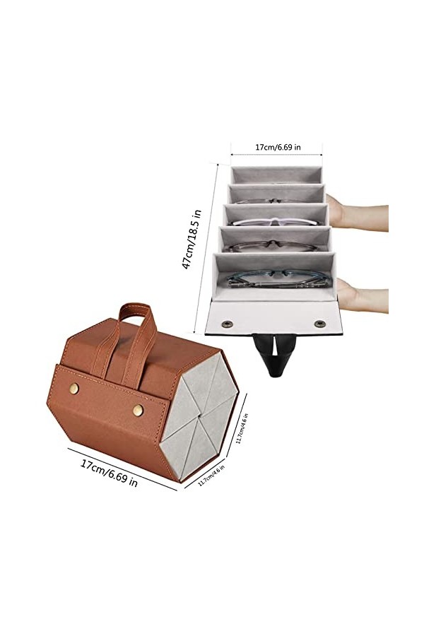 newgulzar Boîte de Rangement pour Lunettes,5 Fentes Organisateur de Lunettes de Soleil De Voyage Portable,Étui à Lunettes Por