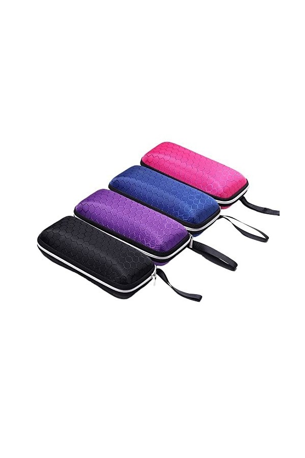 HomeSoGood Lot de 4 étuis à lunettes pour homme et femme avec cordon à fermeture éclair, multicolore, taille unique
