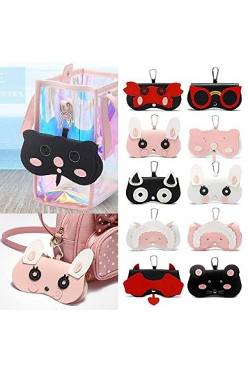 gofidin Lot de 5 étuis à lunettes en cuir synthétique pour femme Motif animal de dessin animé, noir, taille unique