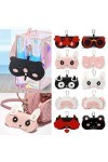gofidin Lot de 5 étuis à lunettes en cuir synthétique pour femme Motif animal de dessin animé, noir, taille unique