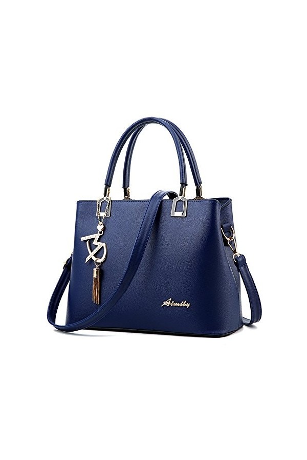 Sac à Main Porté Epaule Femme Sac Main Cuir Sac Bandouliere Cabas Fourre Tout Sac Cuir PU Noir