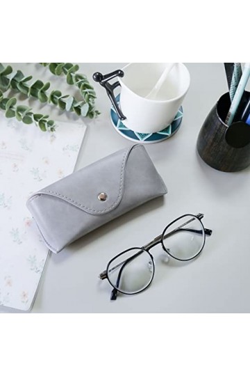 Étui de rangement portable en cuir souple et semi-rigide pour lunettes de soleil Marron/noir, Marron, gris., M