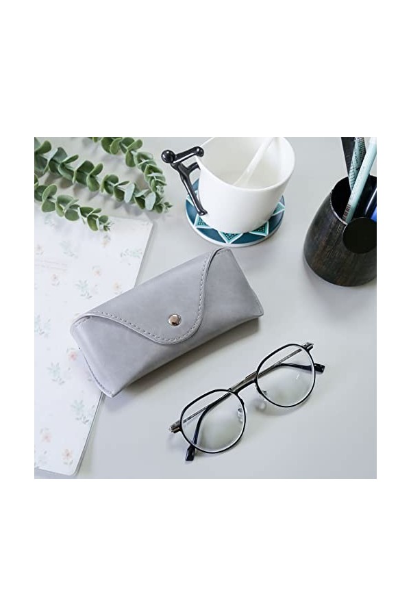 Étui de rangement portable en cuir souple et semi-rigide pour lunettes de soleil Marron/noir, Marron, gris., M