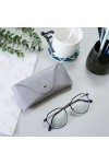 Étui de rangement portable en cuir souple et semi-rigide pour lunettes de soleil Marron/noir, Marron, gris., M