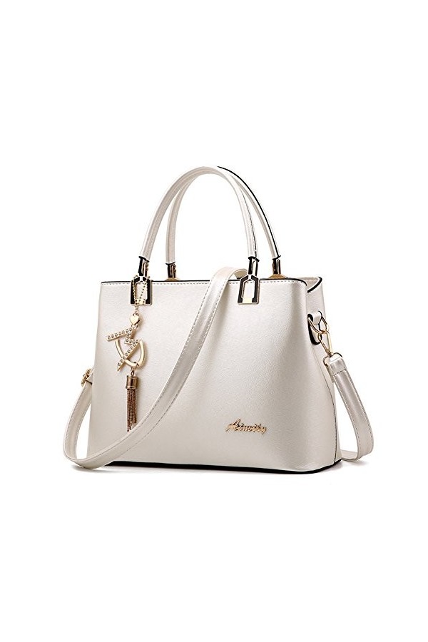 Sac à Main Porté Epaule Femme Sac Main Cuir Sac Bandouliere Cabas Fourre Tout Sac Cuir PU Noir