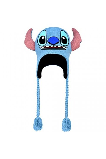 Concept One Disney Lilo and Stitch Bonnet dhiver en Acrylique avec Pompons, Bleu, Taille Unique Mixte