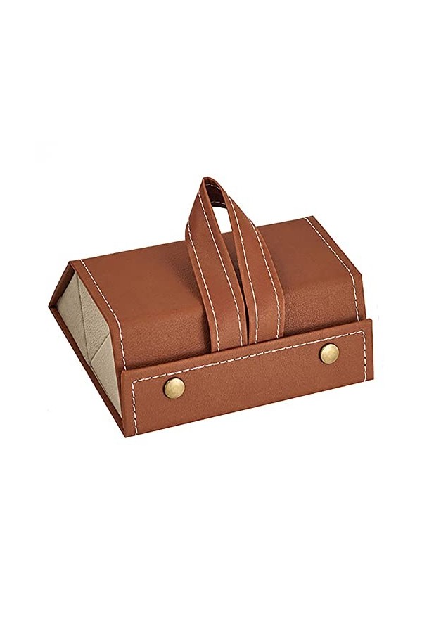 Étui à lunettes pliable pour femme - Pour myopie - Sac de rangement de voyage, 3 Grids - Brown, Large