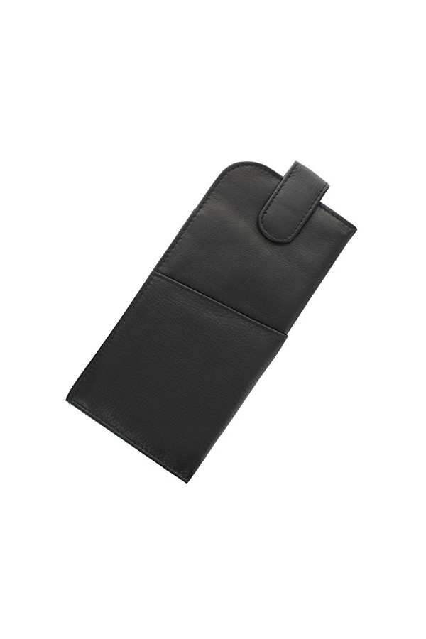 Mala Leather Étui à Lunettes en Cuir Nappa Souple et Mince avec Fermeture Languette 5104_14m Noir