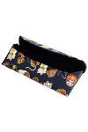 Étui à lunettes traditionnel japonais en tissu Motif poupée Daruma Bleu marine