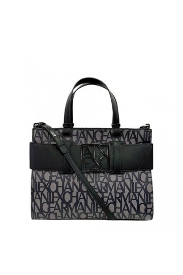 Armani Exchange Sac fourre-Tout avec Logo, Big Tote Femme, Beige/Noir