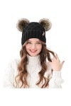 Arctic Paw Bonnet dhiver à Pompons pour Femme Doublure Polaire - - Taille Unique