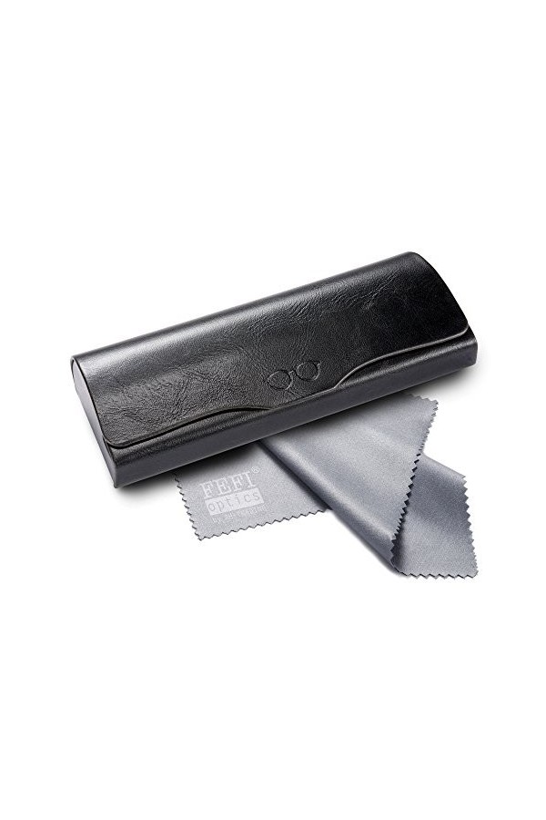 FEFI - Étui à lunettes classique vintage en look cuir - Hardcase - y compris chiffon de nettoyage de lunettes de haute qualit