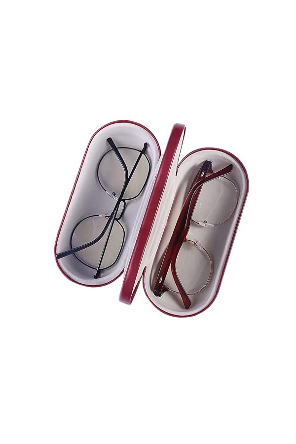 Green travel Étui à lunettes double pour 2 lunettes, étui à lunettes rigide double face, étui à lunettes portable, étui à lun