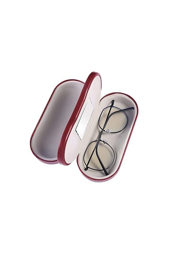 Green travel Étui à lunettes double pour 2 lunettes, étui à lunettes rigide double face, étui à lunettes portable, étui à lun