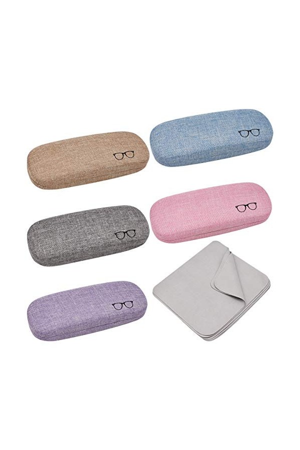 Coquille Dure Etui à Lunettes en Lin,Saijer Fibre Superfine Réutilisable Chiffon de Nettoyage pour Lunettes Pour Lunettes à L