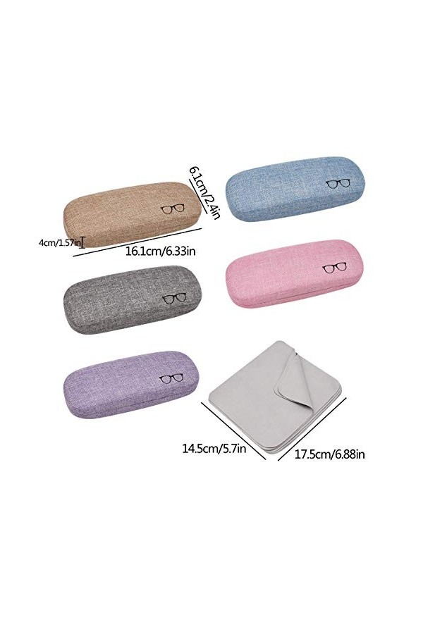 Coquille Dure Etui à Lunettes en Lin,Saijer Fibre Superfine Réutilisable Chiffon de Nettoyage pour Lunettes Pour Lunettes à L