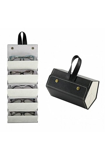 Organisateur de Lunettes Soleil avec 5 Compartiments,Cuir PU Étui à Lunettes,Étui de Transport Ranger Lunettes de Soleil,Boît
