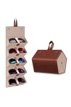 Fintie Boîte de rangement pliable pour lunettes de soleil, 5 fentes, marron vintage, Small