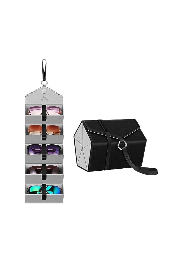 Fintie Boîte de rangement pliable pour lunettes de soleil, 5 fentes, marron vintage, Small