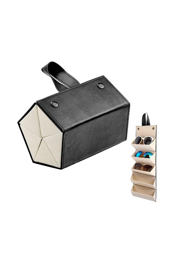 Boîte De Rangement, Etui Lunettes Souple Pour 5 Lunettes De Soleil, 5 Compartiments Rangement Lunette De Soleil, Porte Lunett