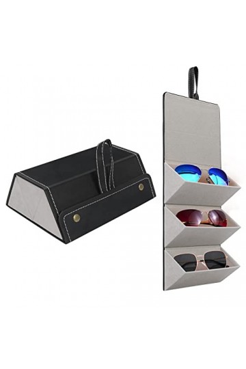 Unaone Étui de rangement pour lunettes de soleil avec 3 compartiments pour plusieurs lunettes, boîte de rangement pour lunett