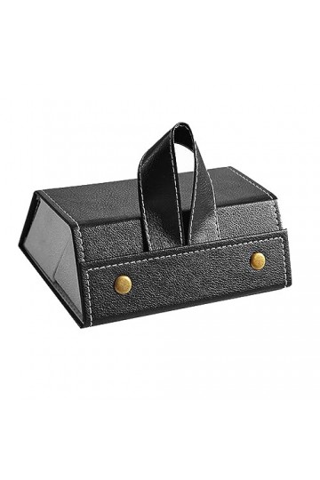 CENPEK Étui À Lunettes Pliable Lunettes De Soleil Étui De Voyage Organisateur De Lunettes En Cuir À 3 Compartiments - Noir