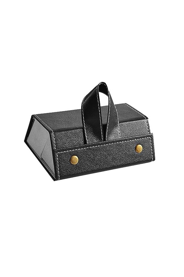 CENPEK Étui À Lunettes Pliable Lunettes De Soleil Étui De Voyage Organisateur De Lunettes En Cuir À 3 Compartiments - Noir