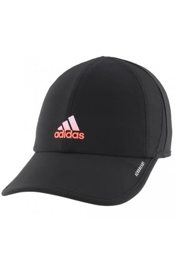adidas Womens Superlite Relaxed Adjustable Performance Cap, Black/Signal Coral/Purple Tint, ONE SIZE