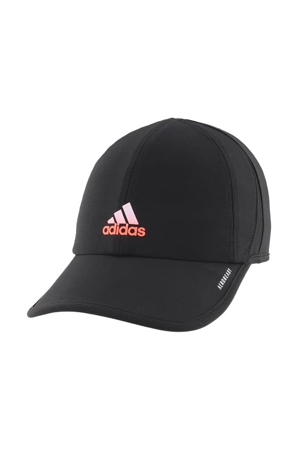 adidas Womens Superlite Relaxed Adjustable Performance Cap, Black/Signal Coral/Purple Tint, ONE SIZE