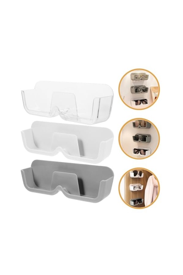 TOVINANNA Étui à lunettes 3 pièces, support de rangement pratique pour lunettes, étagère darmoire, support mural pour lunett