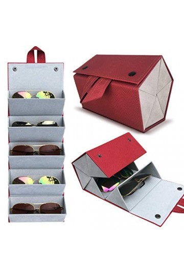 Boîte de rangement portable pour lunettes de soleil - Plusieurs paires - rouge - Taille L