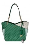 Michael Kors Jet Set Travel Grande chaîne dépaule fourre-tout avec crochet pour sac à main, Palmetto Green Mk Colorblock, La