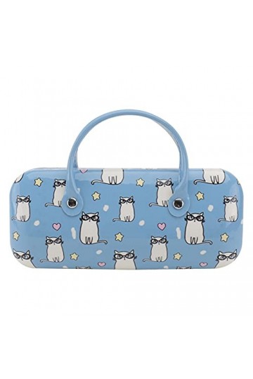 Holibanna Étui à lunettes en cuir synthétique avec poignée pour enfants - Bleu clair