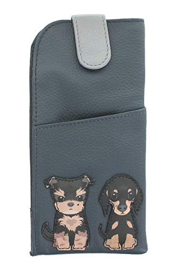 Mala Leather 5156_65 Étui à lunettes en cuir Collection Best Friends, gris Gris - 5156_65