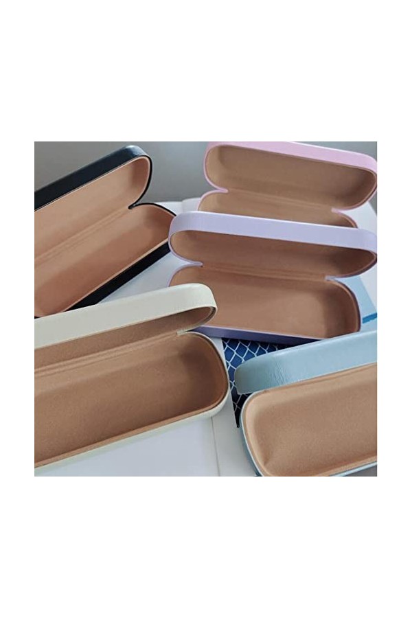 Jingyun Étui à lunettes rigide pliable avec chiffon de nettoyage Beige