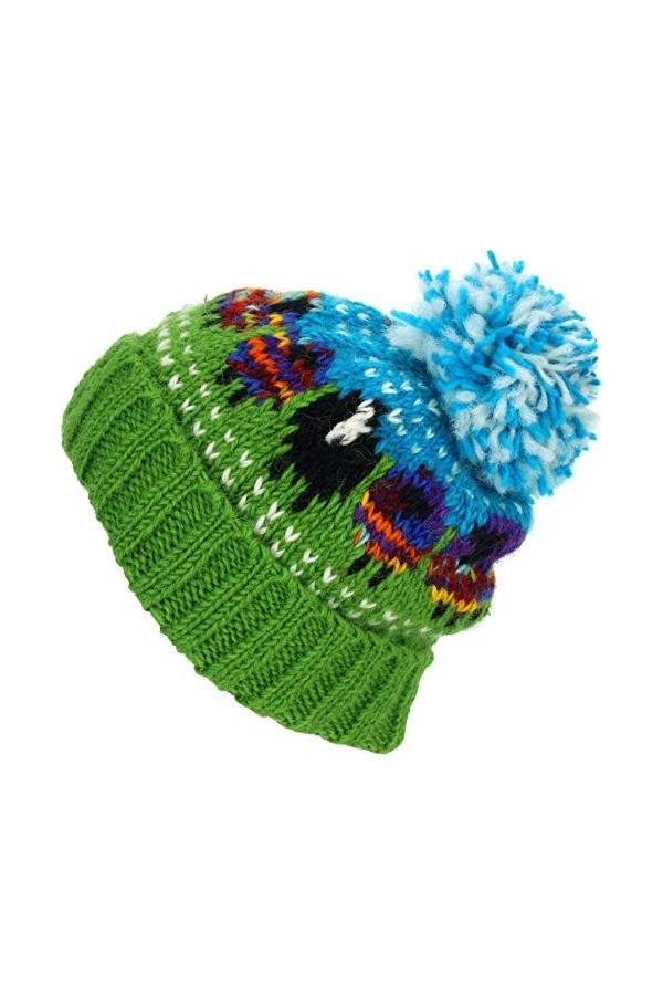 LOUDelephant Bonnet à pompon en laine - Mouton, rose, taille unique