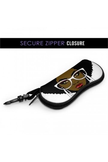 Étui à lunettes, belle femme ébène Afro coeur coiffure lunettes de soleil étui souple étui à lunettes ultra léger en néoprène