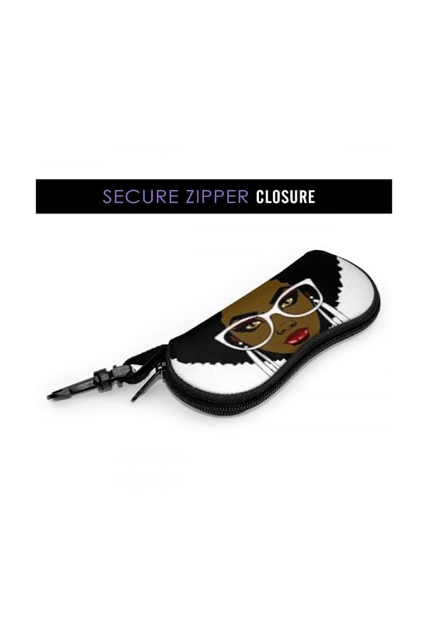Étui à lunettes, belle femme ébène Afro coeur coiffure lunettes de soleil étui souple étui à lunettes ultra léger en néoprène