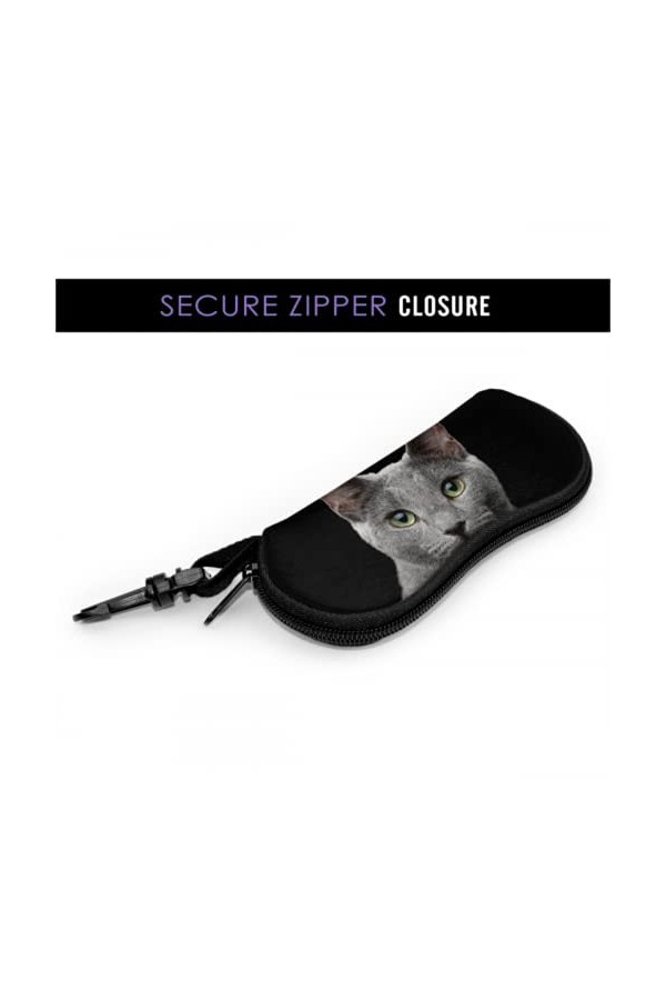 Étui à lunettes, gros plan Portrait chat bleu russe lunettes de soleil étonnantes étui souple étui à lunettes ultra léger en 